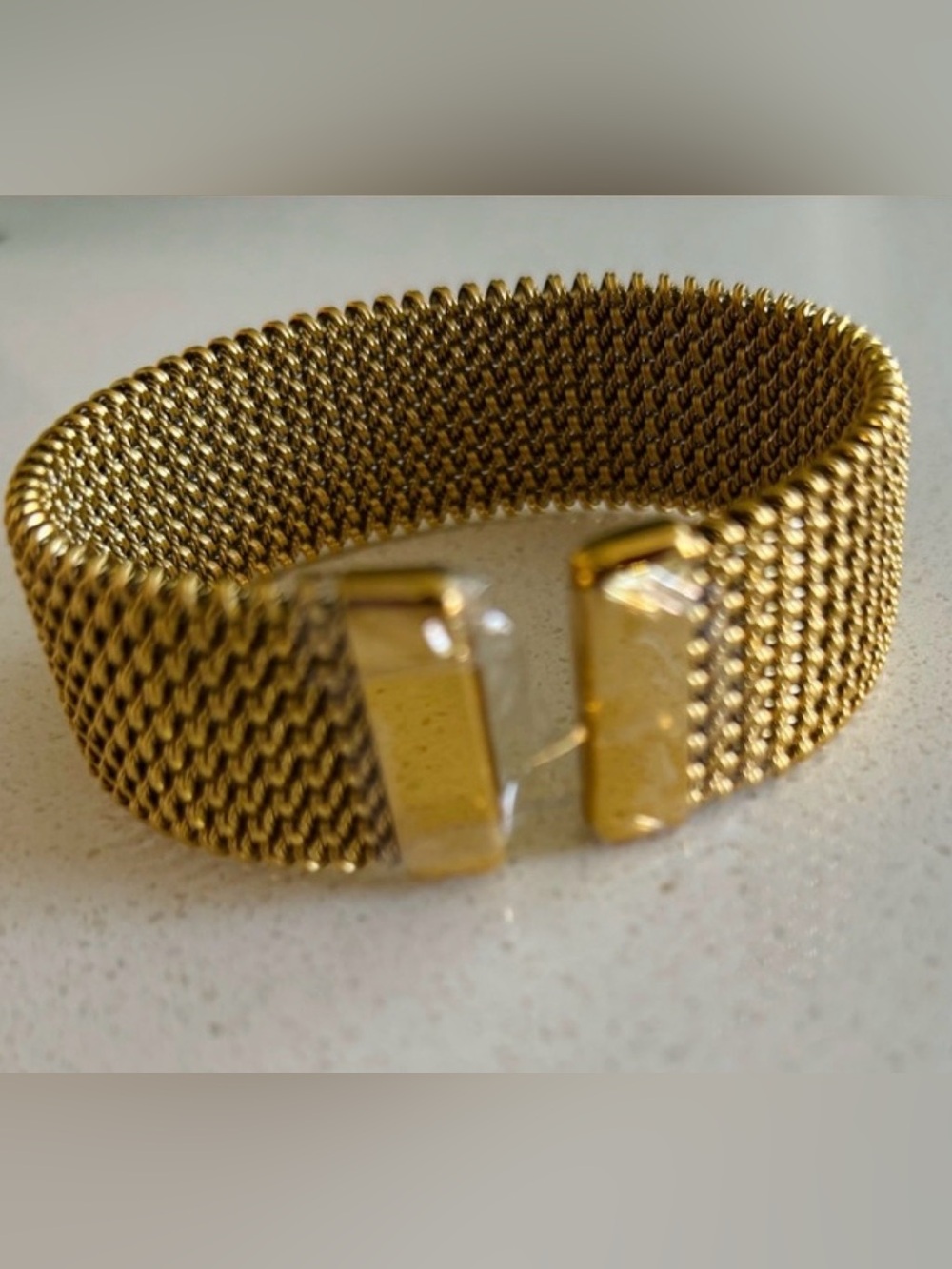 Gold Wide Mesh Bracelet